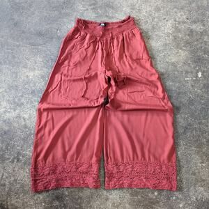 Nation AK Outfitters Wide Leg Harem Pants Womens M Red Boho Loose Baggy NAOO